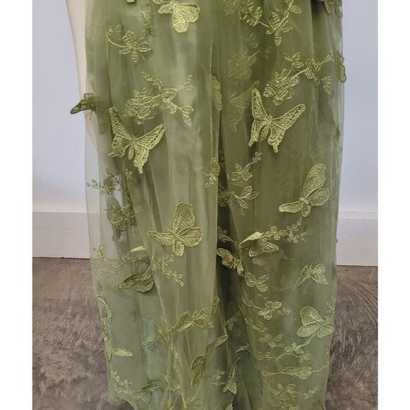 Green Apple Butterfly Dress Corset Formal Prom Wedding Bridesmaid - Picture 9 of 11